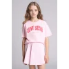 Defacto G1776A8PN637 Pembe Oversıze  Baskılı Tişört Kız Çocuk