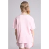 Defacto G1776A8PN637 Pembe Oversıze  Baskılı Tişört Kız Çocuk