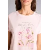 Defacto H1397AXPN671 Pembe Regular Fıt Çiçekli Tişört