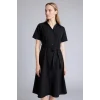 Defacto E7114AXBK81 Siyah A Kesim Gömlek Yaka Poplin Midi Elbise