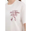 Defacto G5906AXWT32 Beyaz Oversıze Baskılı Tişört