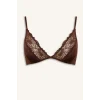 Defacto F9387AXBN341 Kahve Dantel Detaylı Saten Kapsız Pedsiz Balensiz Bralet