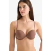 Defacto T8481AZBN307 Kahve Micro Kaplı Yarım Dolgulu Balenli Straplez Sütyen