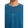 Defacto F9684AXIN194 İndigo Nefes Alabilen Boxy Fit Tişört