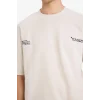 Defacto F8148AXER22 Ekru Nefes Alabilen Loose Fit Baskılı Tişört