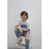 Mavi 6610418-70057 Mavi Logo Baskılı Ekru Tişört
