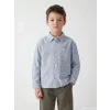 LCW Kids Mavi Çizgili Keten Karışımlı Erkek Çocuk Gömlek