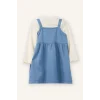 Defacto G8142A5BE746 Mavi 2li Takım Tışört Nakışlı Elbise Kız Bebek