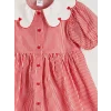 LCW Kids Kırmızı Bebe Yaka Kız Çocuk Çizgili Elbise