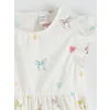 LCW Kids Ekru Fiyonk Desenli Kız Çocuk Elbise