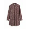 LCW Grace Bordo Desenli Kadın Gömlek Tunik