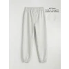 LCW Kids Gri Beli Lastikli Kız Çocuk Soft Touch Jogger Eşofman Altı