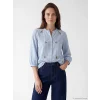 LCW Grace Mavi Fırfırlı Kaçık Yaka Çizgili Kadın Gömlek