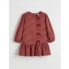 LCW Kids Bordo Fiyonk Detaylı Kız Çocuk Elbise