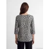 LCW Grace Siyah Bisiklet Yaka Desenli Bluz