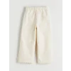LCW Kids Ekru Fiyonk Detaylı Kız Çocuk Gabardin Pantolon