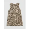 LCW Kids Bej Leopar Desenli Kız Çocuk Salopet Elbise ve Tişört