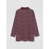 LCW Modest Mürdüm Polo Yaka Çizgili Kadın Sweatshirt Tunik