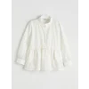 LCW Girls Studio Beyaz Bebe Yaka Fırfırlı Kız Çocuk Poplin Gömlek