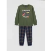 LCW Kids Yeşil Dinozor Baskılı Erkek Çocuk Pijama Takım