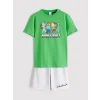 LCW Kids Yeşil Minecraft Baskılı Erkek Çocuk Şortlu Pijama Takımı