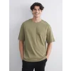 XSIDE Haki Bisiklet Yaka Penye Erkek Tişört