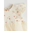 LCW baby Ekru Çiçekli Fırfırlı Kız Bebek Tütü Elbise