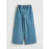 LC WAIKIKI İndigo Beli Lastikli Wideleg Kız Çocuk Jean Pantolon