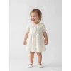 LCW baby Bej Bebe Yaka Çiçek Desenli Kız Bebek Elbise