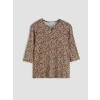 LCW Grace Kahverengi Bisiklet Yaka Desenli Bluz