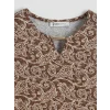 LCW Grace Kahverengi Bisiklet Yaka Desenli Bluz