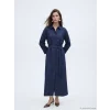 LCW Modest Lacivert Kuşaklı Keten Karışımlı Gömlek Elbise