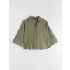 LCW Vision Haki Dokulu Oversize Kadın Gömlek
