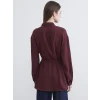 LCW Modest Bordo Beli Kuşaklı Oversize Kadın Gömlek Tunik