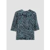 LCW Grace Lacivert Bisiklet Yaka Desenli Bluz