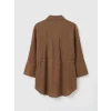 LCWAIKIKI Classic Kahverengi Bağlamalı Dokulu Kadın Müslin Gömlek