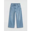 LCW Kids İndigo Wideleg Taşlı Kız Çocuk Jean Pantolon