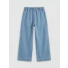 LCW Kids İndigo Wideleg Taşlı Kız Çocuk Jean Pantolon