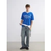 XSIDE Mavi Polo Yaka Baskılı Erkek Tişört
