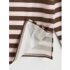 LCW Modest Kahverengi Polo Yaka Çizgili Kadın Sweatshirt Tunik