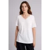 Defacto F2770AXER105 Ekru Regular Fıt V Yaka Kısa Kollu Tişört