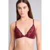 Defacto F9387AXBR210 Bordo Dantel Detaylı Saten Kapsız Pedsiz Balensiz Bralet