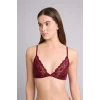 Defacto F9387AXBR210 Bordo Dantel Detaylı Saten Kapsız Pedsiz Balensiz Bralet