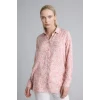 Defacto T0609AZPN623 Pembe Loose Fıt Gömlek Yaka Baskılı Uzun Kollu Tunik
