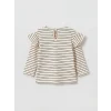 LCW baby Bej Çizgili Nakışlı Kız Bebek Tişört ve Tayt
