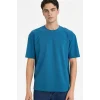 Defacto X3926AZIN194 İndigo Nefes Alabilen Oversize Tişört