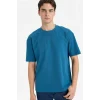 Defacto X3926AZIN194 İndigo Nefes Alabilen Oversize Tişört