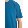 Defacto X3926AZIN194 İndigo Nefes Alabilen Oversize Tişört