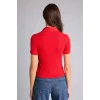Defacto C6249AXRD256 Kırmızı Slım Fıt Polo Yaka Fitilli Kaşkorse Tişört