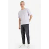 Defacto G0513AXPR307 Mor %100 Pamuk Boxy Fit Baskılı Tişört